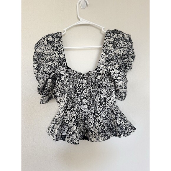 Amanda Uprichard Natasha Top Leola Floral Size S Preppy Peplum Classy Workwear - Picture 3 of 8